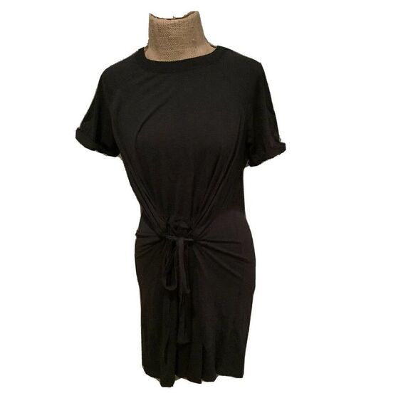 Stateside Navy Ruched T-shirt Dress Tie Front - Picture 1 of 8